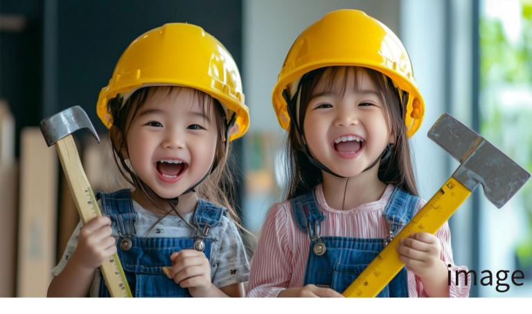 お子さまとヘルメットイメージ